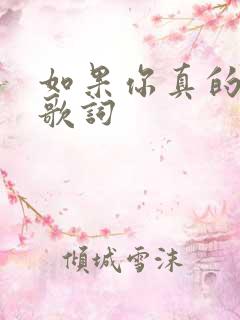 如果你真的爱我歌词