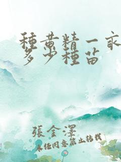种黄精一亩地需多少种苗