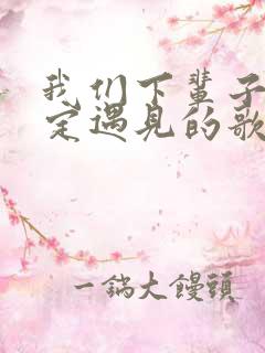 我们下辈子不一定遇见的歌词