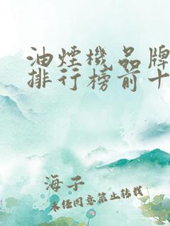 油烟机品牌推荐排行榜前十名