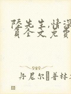 陆先生,情深不负全文免费阅读