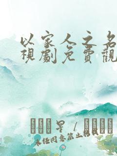 以家人之名 电视剧免费观看