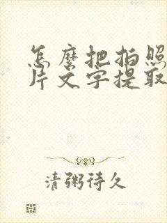 怎么把拍照的图片文字提取出来
