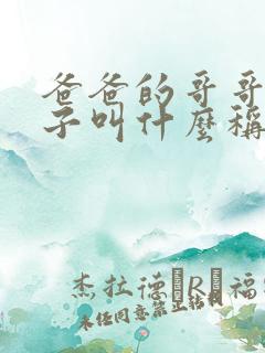 爸爸的哥哥的妻子叫什么称呼