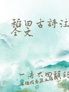 稻田古诗注音版全文