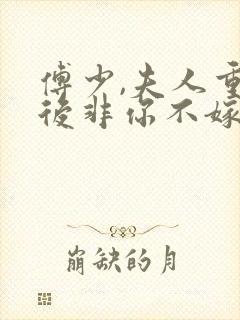 傅少,夫人重生后非你不嫁的小说 傅少,夫人重生后非你不嫁的小说