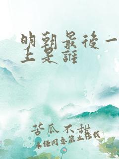 明朝最后一代皇上是谁