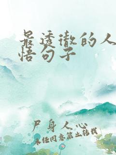 最透彻的人生感悟句子