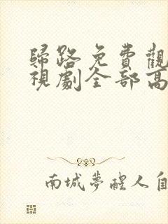 归路免费观看电视剧全部高清