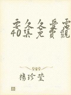 要久久爱电视剧40集免费观看完整版