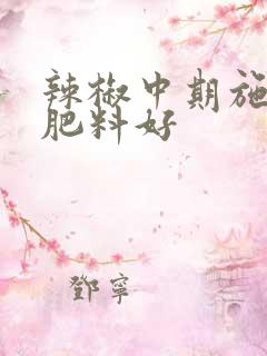 辣椒中期施什么肥料好