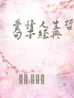 爱情人生哲理的句子经典
