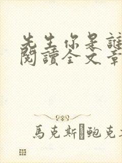 先生你是谁免费阅读全文章节
