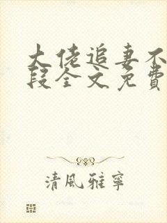 大佬追妻不择手段全文免费阅读