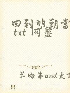 回到明朝当王爷 txt 网盘