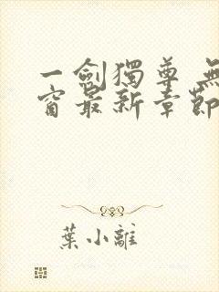一剑独尊 无弹窗最新章节