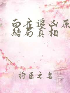 白夜追凶原著大结局真相