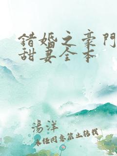 错婚之豪门第一甜妻全本