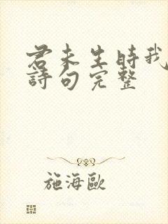 君未生时我已生诗句完整