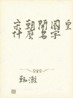 宋朝开国皇上叫什么名字