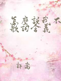 怎么说我不爱你歌词含义