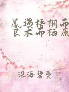 凤遇梧桐而止择良木而栖原文