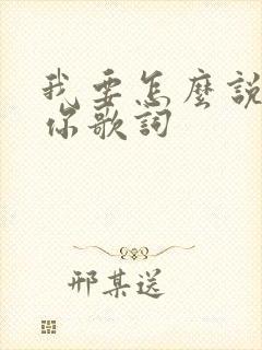 我要怎么说我爱你歌词