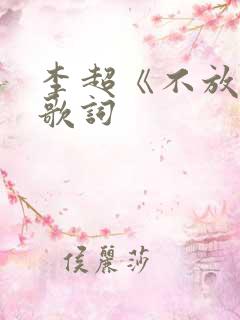李超《不放弃》歌词