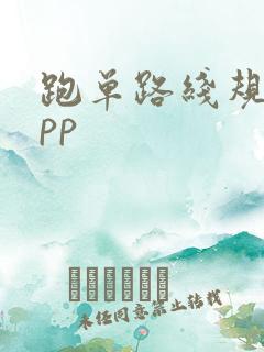 跑单路线规划app 跑单路线规划app