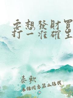 要想发财买三六打一准确生肖