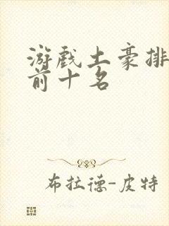 游戏土豪排行榜前十名