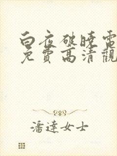 白夜破晓电视剧免费高清观看