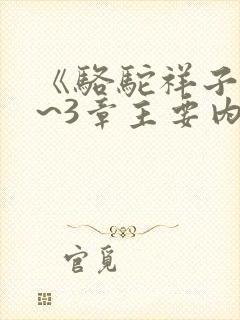 《骆驼祥子》1~3章主要内容