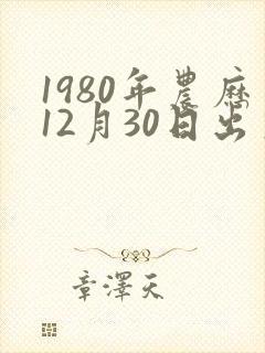 1980年农历12月30日出生八字