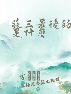 苏三最后的结局是什么