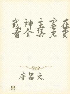 武神主宰在线观看全集免费播放.