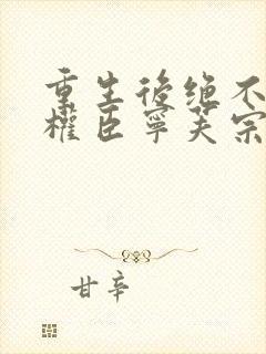 重生后绝不嫁给权臣宁芙宗肆