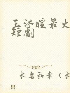王沐暄最火十部短剧