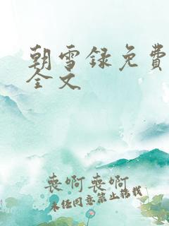 朝雪录免费阅读全文