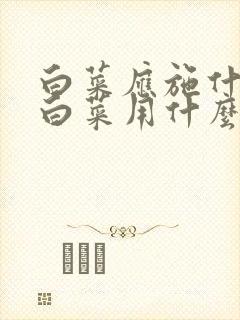白菜应施什么肥白菜用什么肥料