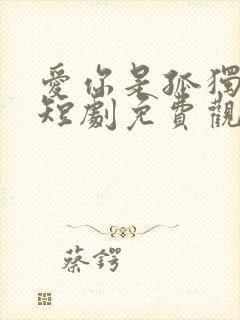 爱你是孤独心事短剧免费观看