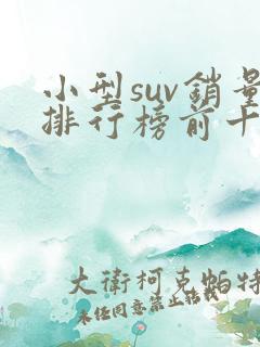 小型suv销量排行榜前十口碑最好
