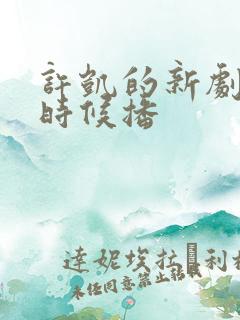 许凯的新剧什么时候播