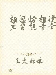 相思恰相逢短剧免费观看全集
