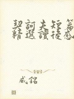 契诃夫短篇小说精选读后感800字