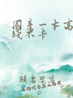 国产一本高清在线不卡