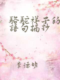 骆驼祥子的优美语句摘抄