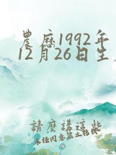 农历1992年12月26日生辰八字
