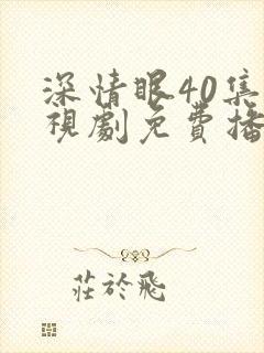 深情眼40集电视剧免费播放