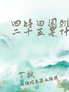 四时田园杂兴其二十五是什么类型的古诗